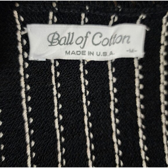 Ball of Cotton Womens Wool-Blend Knit Button-Up Jacket M Black White Fringe USA - Picture 6 of 9